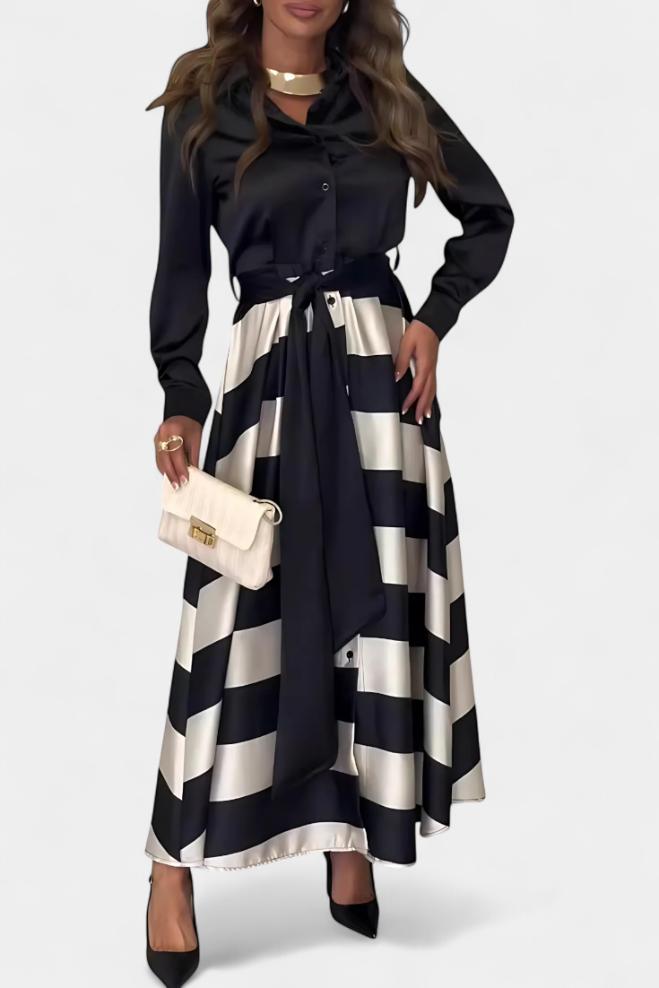 Nessia | Vestido Camisero Elegante de Rayas