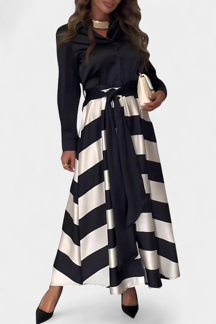 Nessia | Vestido Camisero Elegante de Rayas