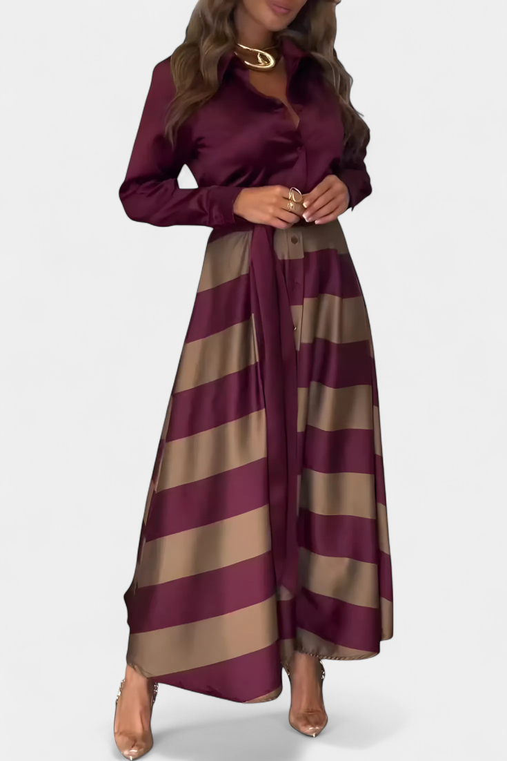 Nessia | Vestido Camisero Elegante de Rayas
