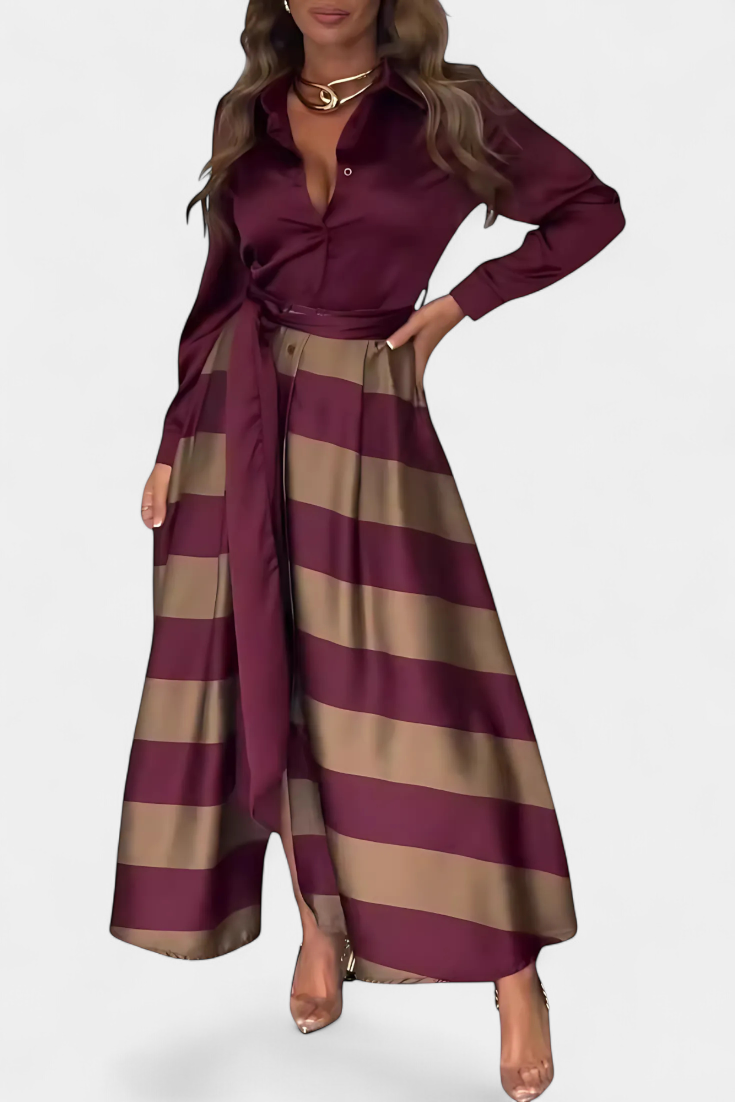 Nessia | Vestido Camisero Elegante de Rayas
