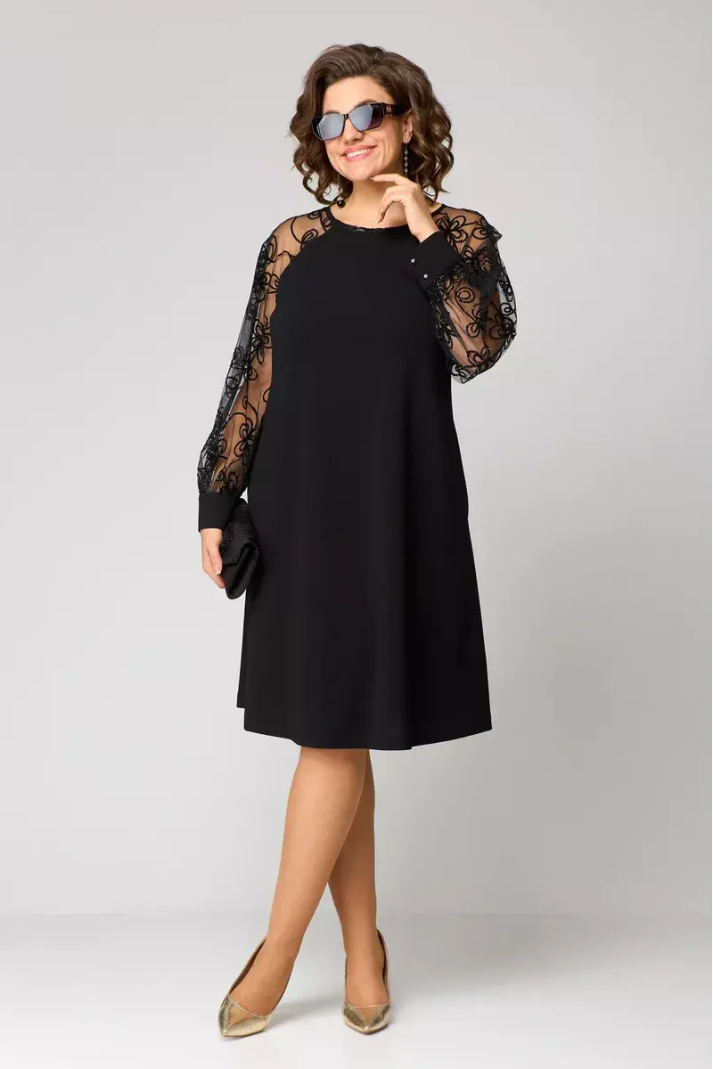 Carmen | Vestido Negro con Mangas de Encaje