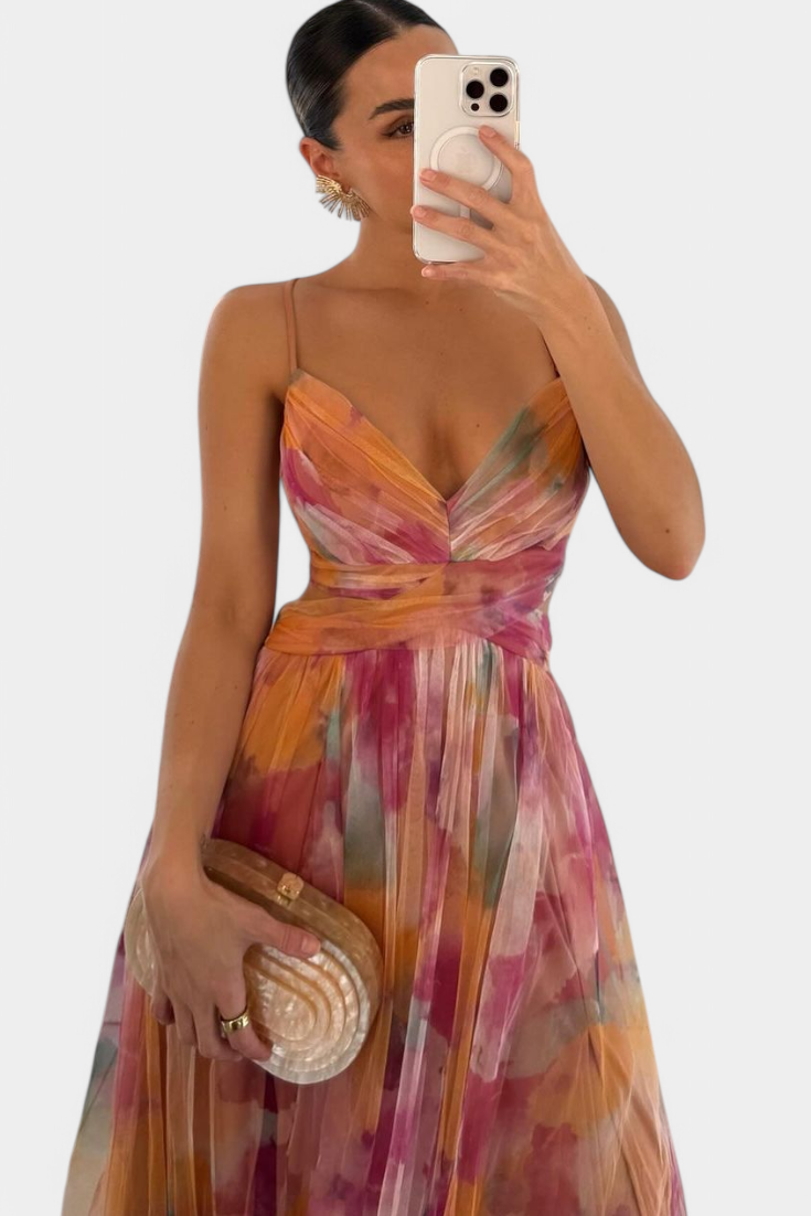 Ingrid | Vestido Maxi Floral con Escote en V