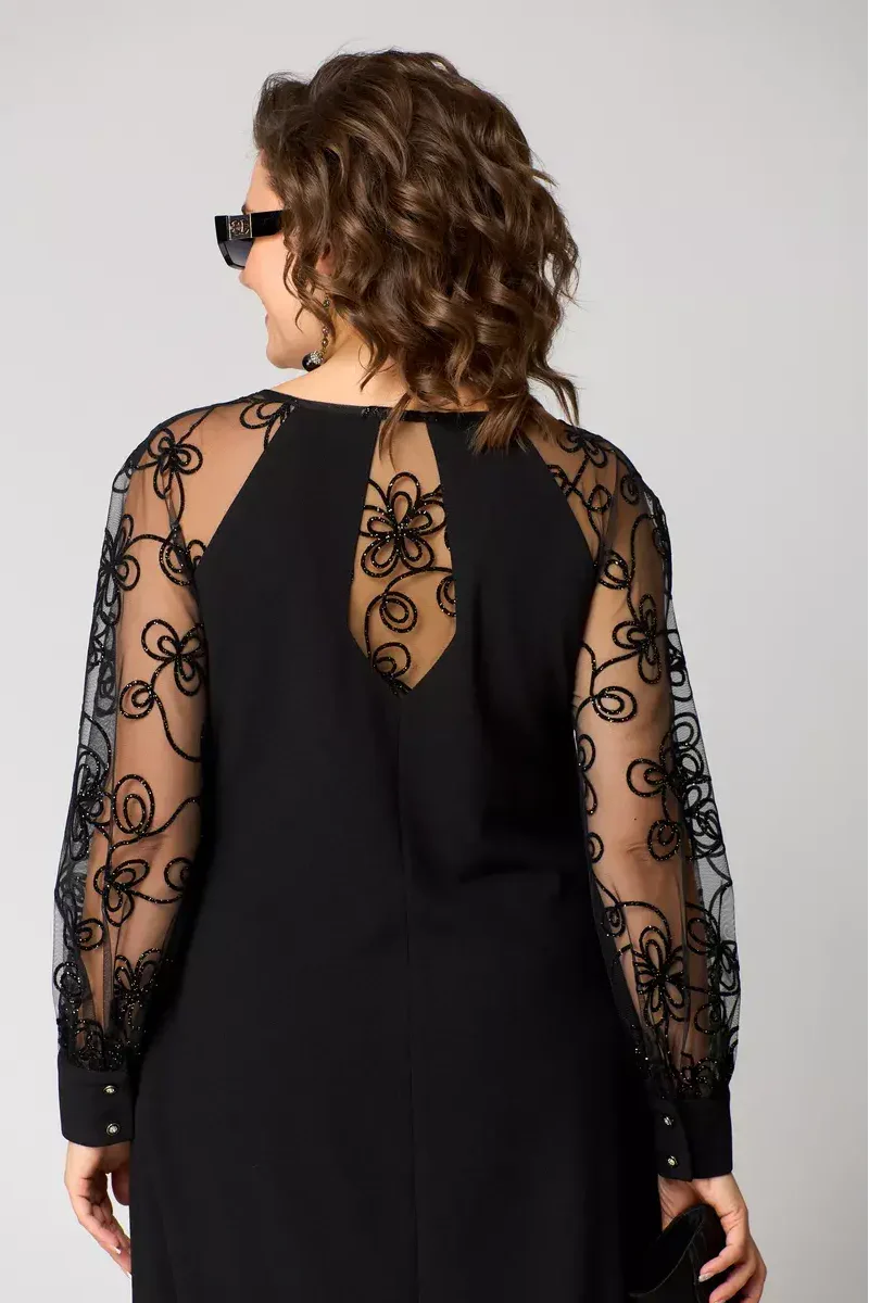 Carmen | Vestido Negro con Mangas de Encaje