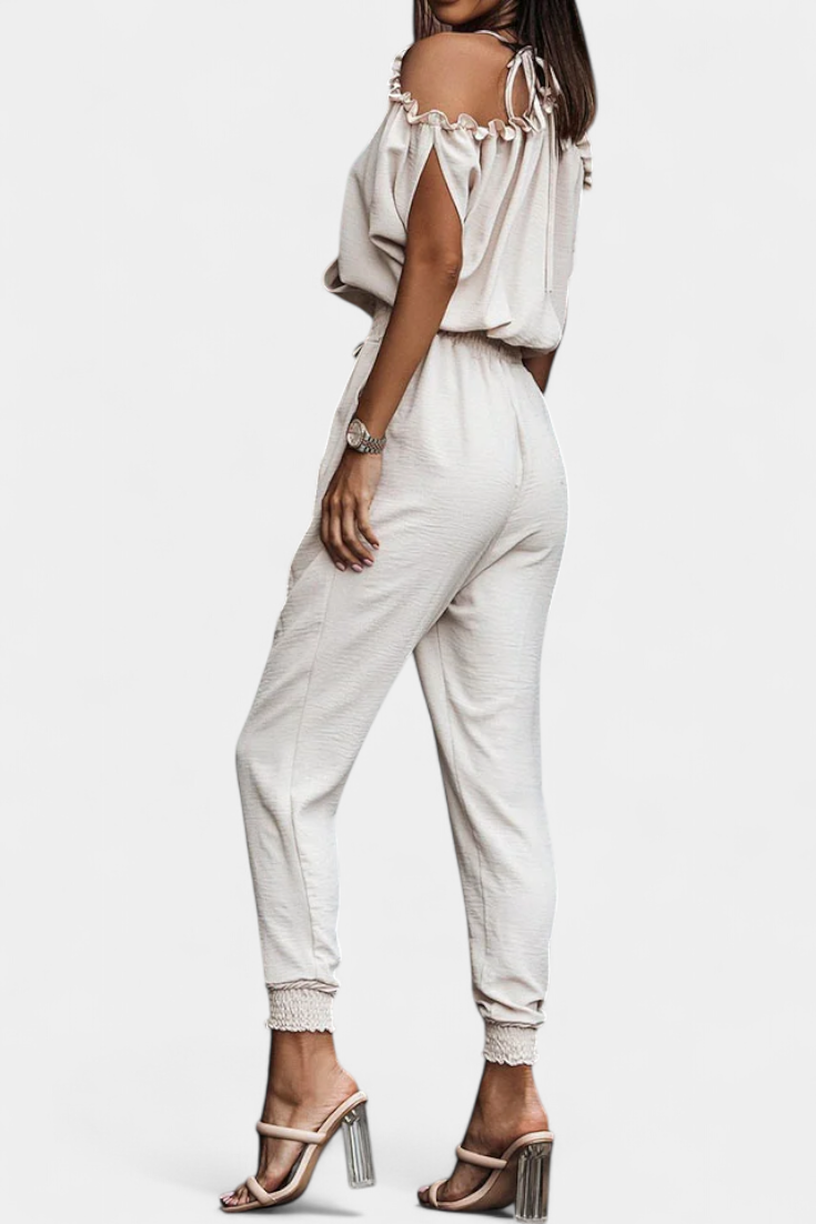 Solene | Mono Casual con Hombros Descubiertos y Cintura Elástica