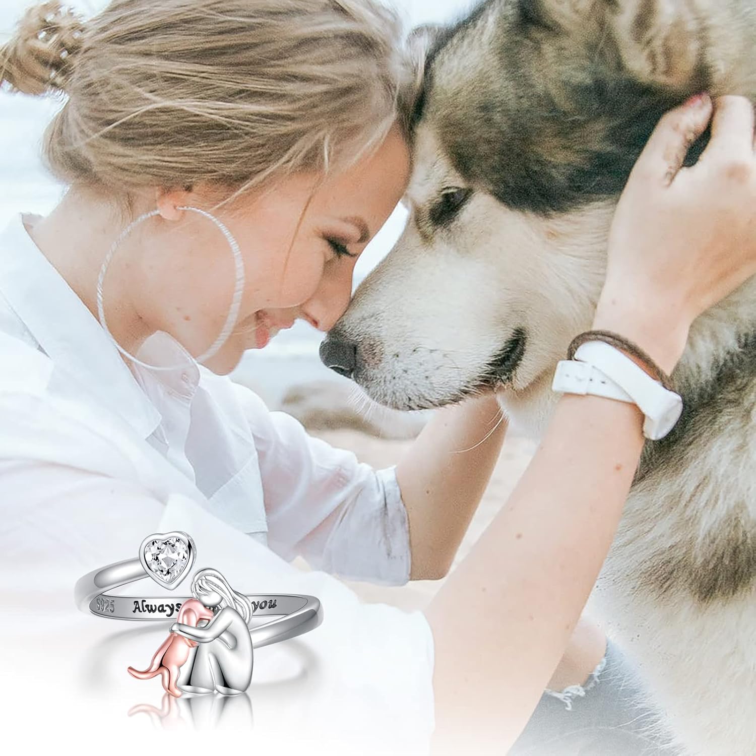 Anne | Anillo con Icono de Perro (Rosa)