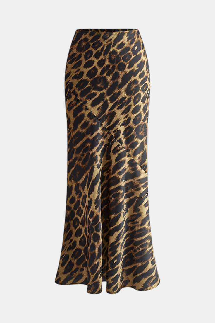 Elena | Falda Maxi Slim con Estampado de Leopardo