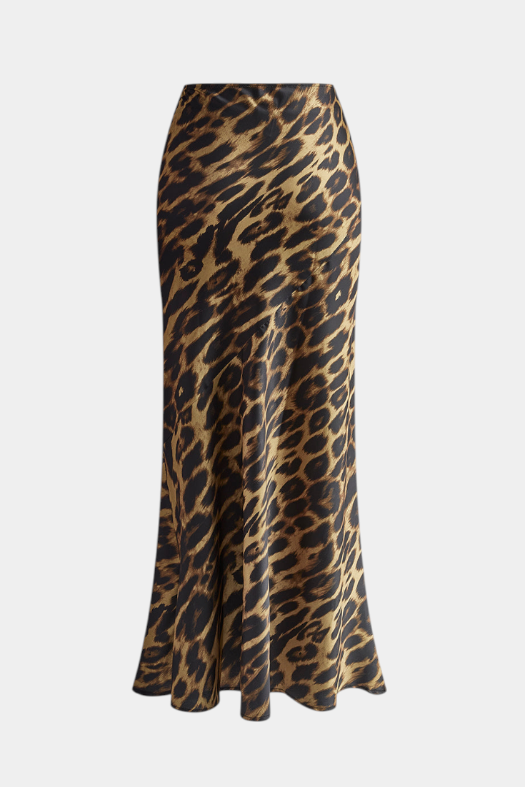 Elena | Falda Maxi Slim con Estampado de Leopardo