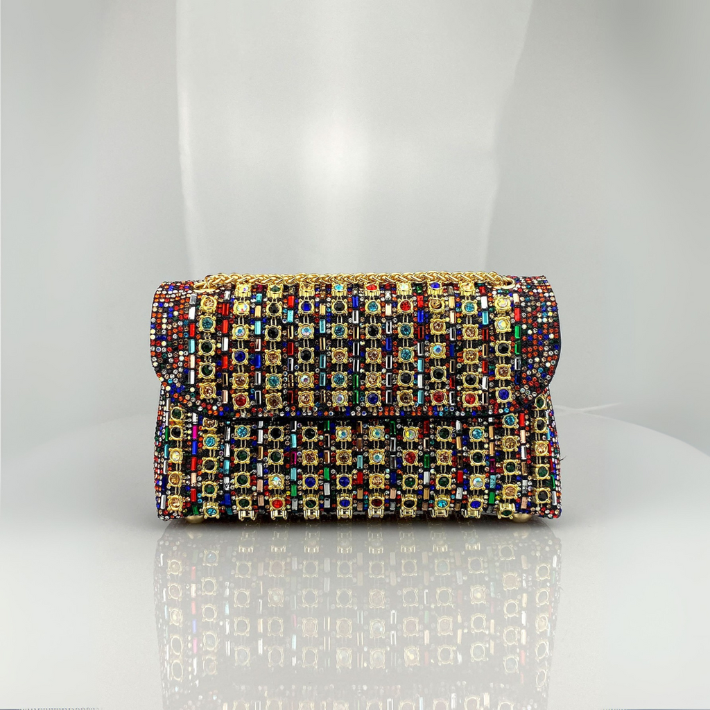 Alba | Bolso de Hombro con Cadena Chic y Diamantes de Color