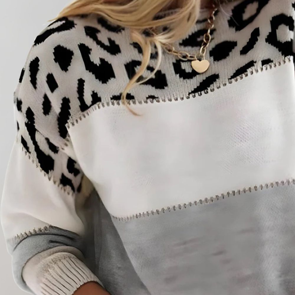 Rosa | Suéter Casual de Estampado de Leopardo