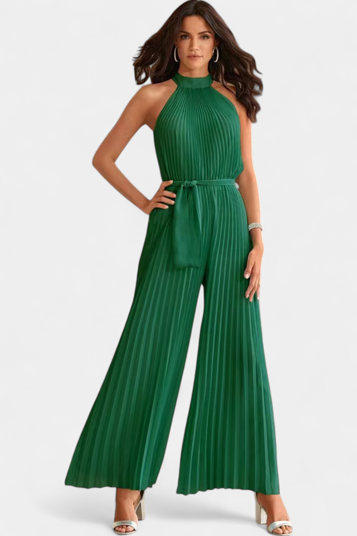 Patrizia | Mono Palazzo Plisado con Cuello Halter