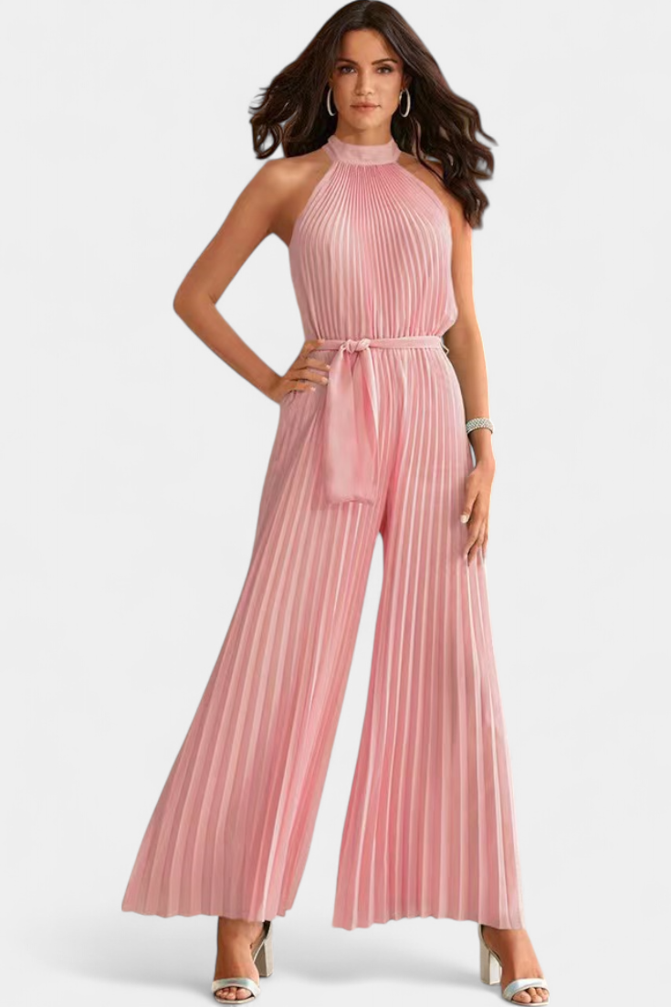 Patrizia | Mono Palazzo Plisado con Cuello Halter