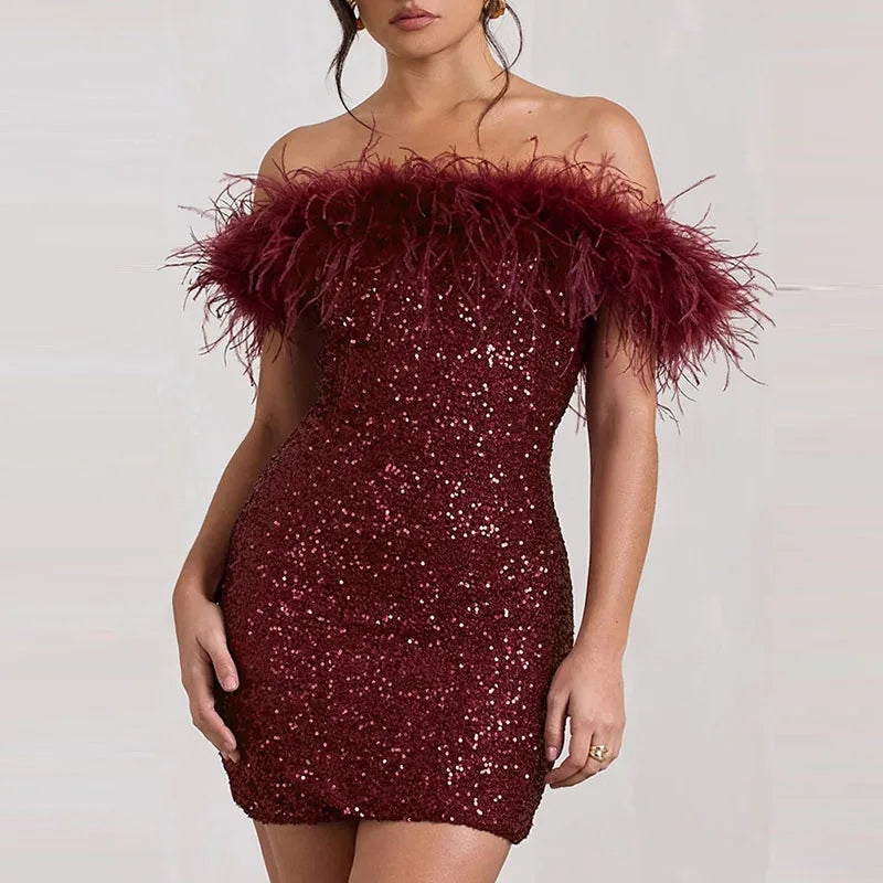 Rinna™ | Elegante vestido de lentejuelas off-shoulder