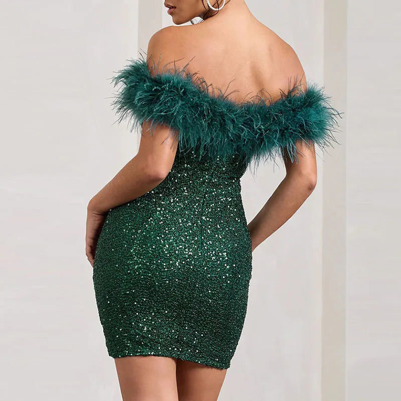 Rinna™ | Elegante vestido de lentejuelas off-shoulder