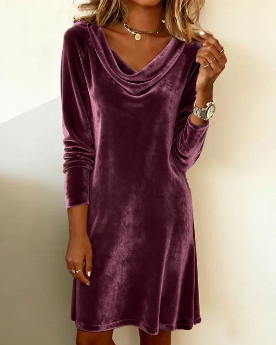 Frosina | Vestido de Terciopelo de Corte Suelto