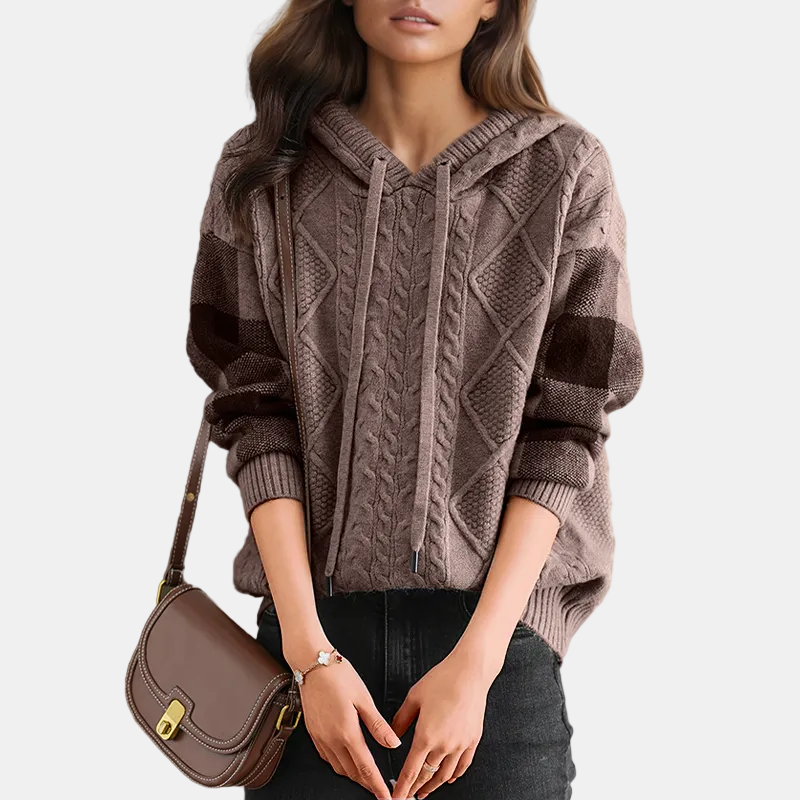 Emily | Sudadera con Capucha de Punto Cableado