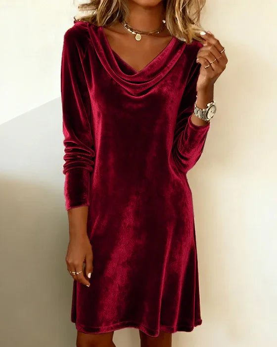 Frosina | Vestido de Terciopelo de Corte Suelto