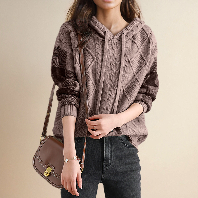 Emily | Sudadera con Capucha de Punto Cableado