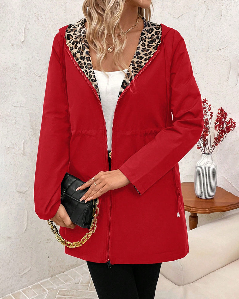 Elena | Chaqueta reversible con estampado de leopardo